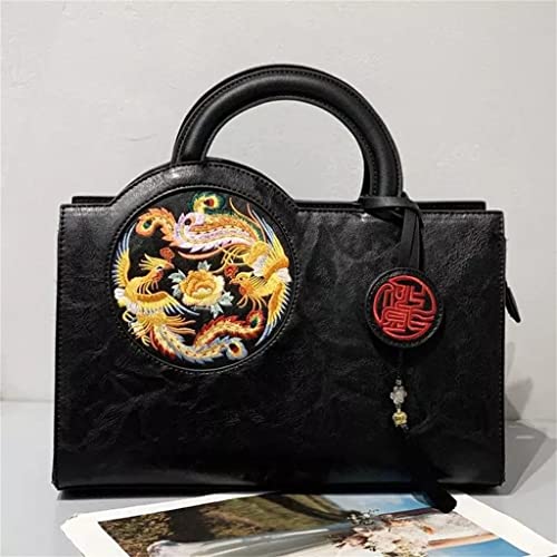 LDCHNH Winter Women's Tote Bag Chinese Style Retro Handbag Large Capacity Women's Shoulder Bag (Color : D, Size : 32(L)*24(H)*14(W) cm)