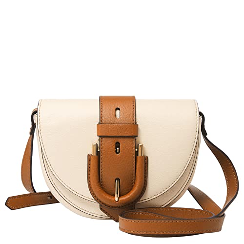 Fossil Harwell Small Crossbody, Bone/Saddle