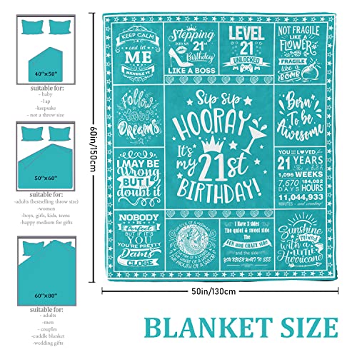 21st Birthday Gifts for Her, 21st Birthday Gift Ideas Blanket 50"x60", Gifts for 21 Year Old Female, 21 Year Old Girl Gift Ideas, Best Birthday Gifts for 21 Year Old Women, 21st Birthday Decorations