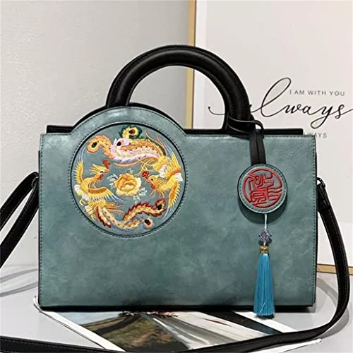 LDCHNH Winter Women's Tote Bag Chinese Style Retro Handbag Large Capacity Women's Shoulder Bag (Color : D, Size : 32(L)*24(H)*14(W) cm)