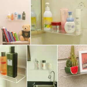 PDGJG Wall Transparent Shelf Transparent Bathroom Storage Rack Hanger Wall Mount Bracket for Sundries Cosmetics