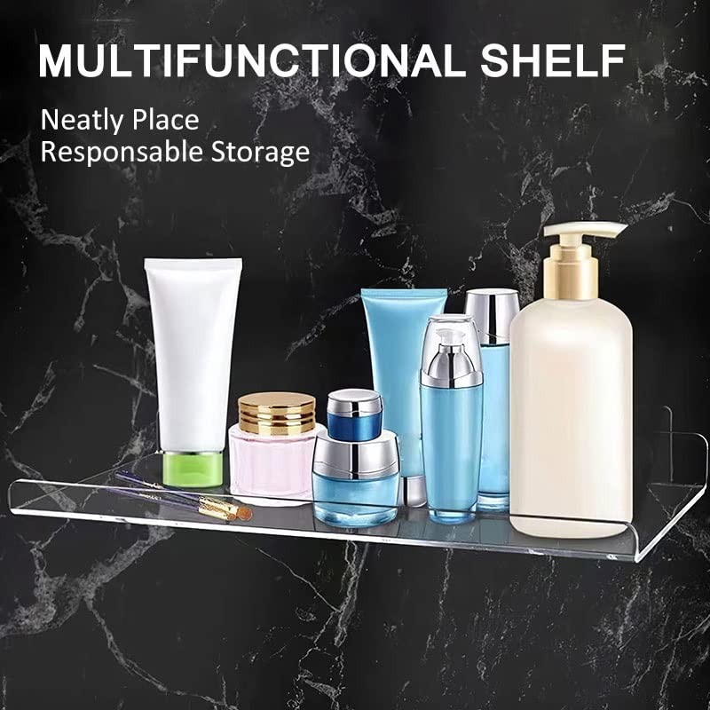 PDGJG Wall Transparent Shelf Transparent Bathroom Storage Rack Hanger Wall Mount Bracket for Sundries Cosmetics