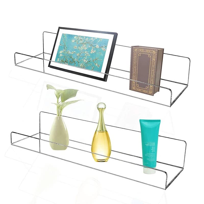 PDGJG Wall Transparent Shelf Transparent Bathroom Storage Rack Hanger Wall Mount Bracket for Sundries Cosmetics