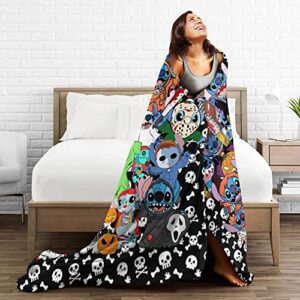 Halloween Blankets Cartoon Super Soft Throw Blanket Horror Movie Throw Scary Mysterious Character Air Conditioner Blanket Warm Cozy Flannel Blanket Home Decor for Couch Bed Sofa50 X40