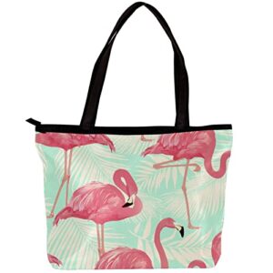 tbouobt handbags for women fashion tote bags shoulder bag satchel bags, flamingo bird tropical palm