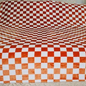 JCG Blanket Luxury Chessboard Plaid Throw Blanket (White/Orange), Fluffy Blankets, Warm Blankets for Winter, Blankets Queen Size, Good Also as Summer Blanket,