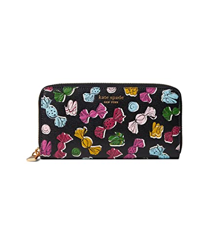 Kate Spade New York Bon Bon Candy Print Zip Around Continental Wallet Black Multi One Size