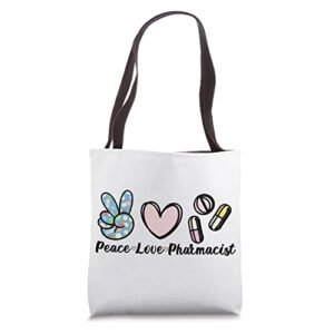 peace love pharmacist pharmacy pharmacists tote bag