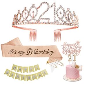 cofashion 21st birthday sash and tiara for girl it’s my 21 birthday sash, 21st birthday crown and sash set 21st birthday gifts for her-21st party supplies and decorations