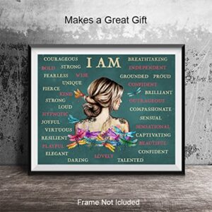 Positive Affirmations Boho-chic Wall Art & Decor - I Am Bohemian Motivational Wall Decor - Inspirational Quotes Sayings - Encouragement Gifts for Women - Encouraging Wall Decor - UNFRAMED Picture