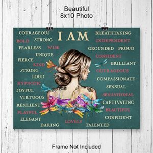 Positive Affirmations Boho-chic Wall Art & Decor - I Am Bohemian Motivational Wall Decor - Inspirational Quotes Sayings - Encouragement Gifts for Women - Encouraging Wall Decor - UNFRAMED Picture