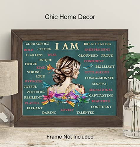 Positive Affirmations Boho-chic Wall Art & Decor - I Am Bohemian Motivational Wall Decor - Inspirational Quotes Sayings - Encouragement Gifts for Women - Encouraging Wall Decor - UNFRAMED Picture