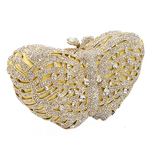 Super Mini Butterfly Clutch Bag Women Formal Party Evening Handbags Bridal Wedding Minaudiere Purse (Gold 8)