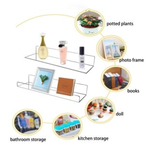 PDGJG Shelf Bathroom Wall Hanging Partition Free Punch Transparent Acrylic Wall Shelf Wall Invisible Floating Organizer