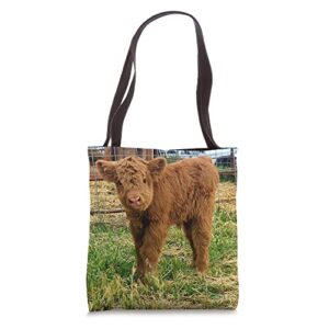 fluffy highland calf tote bag