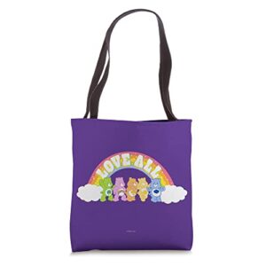 care bears pride love all rainbow good luck, cheer, grumpy tote bag