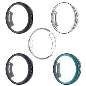 fitturn compatible with google pixel watch accessories protector case soft tpu shock proof scratch resistant cover ultra thin protector shell bumper- smartwatch accessories (5pack-1)