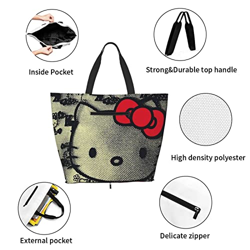 Cute Shoulder Bags For Women, Fashion Crossbody Messenger Bag Work Shoulder Bag High Capacity Retro Classic Cartoon Tote Handbag Pink Cat Black13