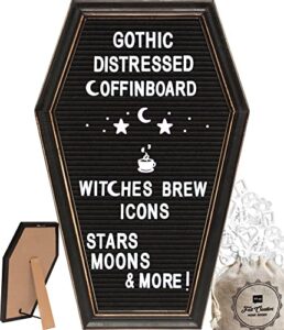 coffin black felt letter board gothic room home wall decor – halloween goth coffin shelf decor spooky aesthetic message board sign (large black single)