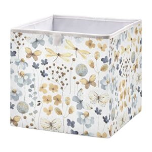 kigai butterfly flowers storage baskets, 16x11x7 in collapsible fabric storage bins organizer rectangular storage box for shelves, closets, laundry, nursery, home decor