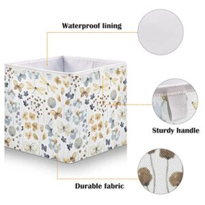 Kigai Butterfly Flowers Storage Baskets, 16x11x7 in Collapsible Fabric Storage Bins Organizer Rectangular Storage Box for Shelves, Closets, Laundry, Nursery, Home Decor
