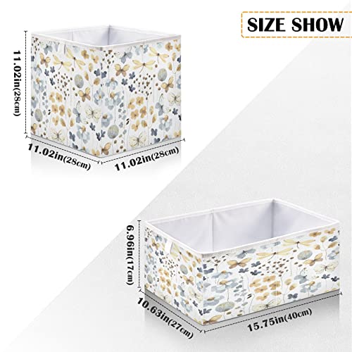 Kigai Butterfly Flowers Storage Baskets, 16x11x7 in Collapsible Fabric Storage Bins Organizer Rectangular Storage Box for Shelves, Closets, Laundry, Nursery, Home Decor