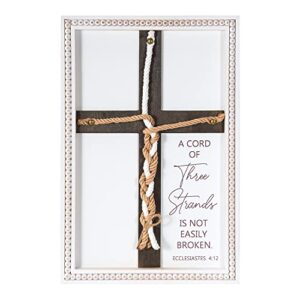 a cord of three strands wedding signs for ceremony and reception, wedding bible wooden cross, anniversary religious marriage gifts for couple, parents, christian, strand of three cords sign