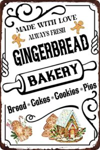 gingerbread bakery sign always fresh bread cake tin sign vintage tin signs bar cafe home wall decor retro poster wall art decoration 8×12 inch