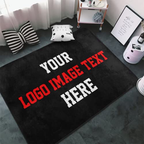Custom Rug Personalized Add Your Own Logo Image Text Area Rug Soft Anti Slip Washable Decorative Carpet for Home Garden Office 36"x24"