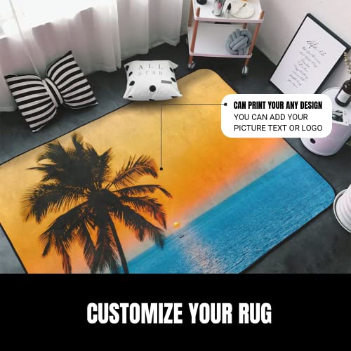 Custom Rug Personalized Add Your Own Logo Image Text Area Rug Soft Anti Slip Washable Decorative Carpet for Home Garden Office 36"x24"