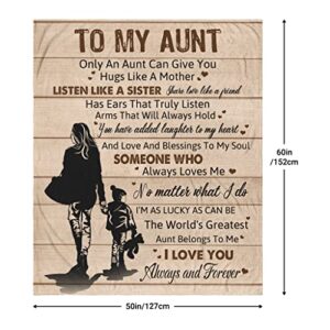 Aunt Gifts from Niece, Gifts for Aunt Blanket 60"x50", Aunt Gifts from Nephew, Best Aunt Ever Gifts, Aunt Birthday Gift, Great Aunt Gifts Ideas for Christmas Mothers Day, to My Aunt Throw Blankets