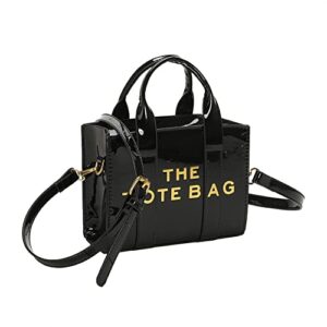 jqwygb the tote bag for women – cute tote bags small shiny leather shoulder crossbody bag handbags (black)