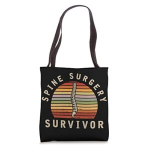 funny spine back surgery – spine surgery survivor tote bag