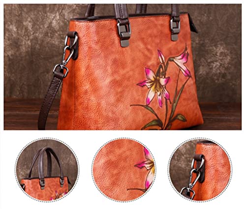 LDCHNH Women's Vintage Floral Handbag Ladies Large Capacity Shopping Messenger Bag Tote Bag (Color : D, Size