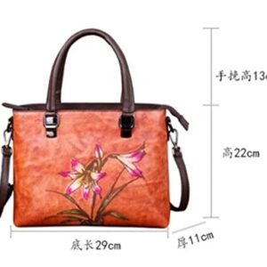 LDCHNH Women's Vintage Floral Handbag Ladies Large Capacity Shopping Messenger Bag Tote Bag (Color : D, Size