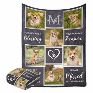 custom memorial blanket gifts for dog lover you are missed beyond measure personalized puppy photo collage fleece throw blanket with picture name in loving memory blanket for dog lost dog lover 40 x50