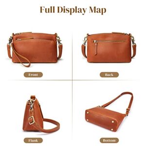 S-ZONE Genuine Leather Crossbody Bags for Women Small Purse and Handbag Wristlet