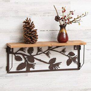 pinecone forest metal & wood shelf