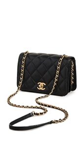chanel women’s pre-loved black lambskin cc chain flap mini bag, black, one size