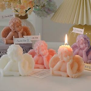 Angel Shaped Scented Candle,150G Aroma Soy Wax Decorative Candle,Handmade Aesthetic Candle for Table Photo Prop Birthday Gift,Prefect for Meditation Stress Relief Mood Boosting Bath Yoga Pink