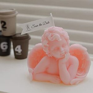 Angel Shaped Scented Candle,150G Aroma Soy Wax Decorative Candle,Handmade Aesthetic Candle for Table Photo Prop Birthday Gift,Prefect for Meditation Stress Relief Mood Boosting Bath Yoga Pink