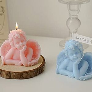 Angel Shaped Scented Candle,150G Aroma Soy Wax Decorative Candle,Handmade Aesthetic Candle for Table Photo Prop Birthday Gift,Prefect for Meditation Stress Relief Mood Boosting Bath Yoga Pink