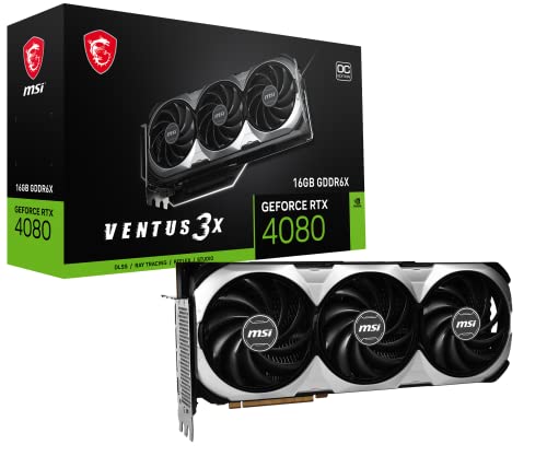 MSI GeForce RTX 4080 16GB Ventus 3X OC Gaming Graphics Card - 16GB GDDR6X, 2550 MHz, PCI Express Gen 4, 256-bit, 3X DP v 1.4a, HDMI 2.1a (Supports 4K & 8K HDR)