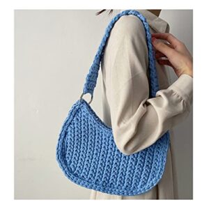 sfmzcm crochet women shoulder bag handmade knitting hobos tote wide strap handbags and purses woven clutch (color : c, size : 1)