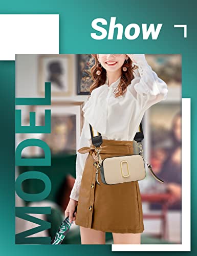 Iswohjzzz Designer Crossbody Bag Purse Women Snapshot Mini Leather Crossbody Bag Wide Strap Shoulder Handbag Camera Clutch Khaki