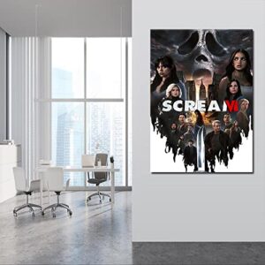 Scream Poster Sets 6 for Room Aesthetic Horror Movie Canvas Wall Art Modern Thriller Wall Decor Prints for Living Room Bedroom 12x18in Unframed