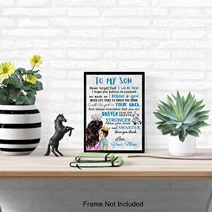 Boy Bedroom Wall Art - To My Son - Mexicans Latinx Gift from Mom Mother - Little Boys Room decoration - Baby shower Gift - Blue Nursery Decor - Kids Infant Toddler Child Family Wall Decor Poster