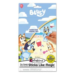 colorforms bluey travel set – repositionable pieces stick like magic – scenes and pieces from the show bluey for storytelling imaginative play – travel friendly – ages 3+