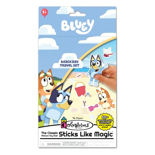 Colorforms Bluey Travel Set - Repositionable Pieces Stick Like Magic - Scenes and Pieces from The Show Bluey for Storytelling Imaginative Play - Travel Friendly - Ages 3+