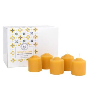 the beeswax co votive beeswax candles – natural honey scented – for home – long-lasting & eco-friendly – cotton wick – slow burning – hand poured pure organic bees wax – set of 24 votives